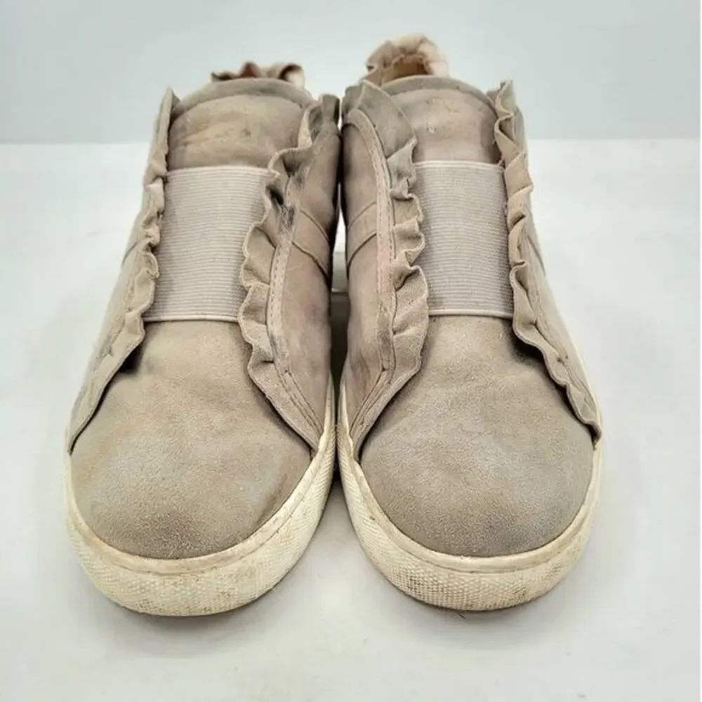 Kate Spade Lance Gray Suede Leather Ruffles Coquette Slip On Sneakers Shoes‎